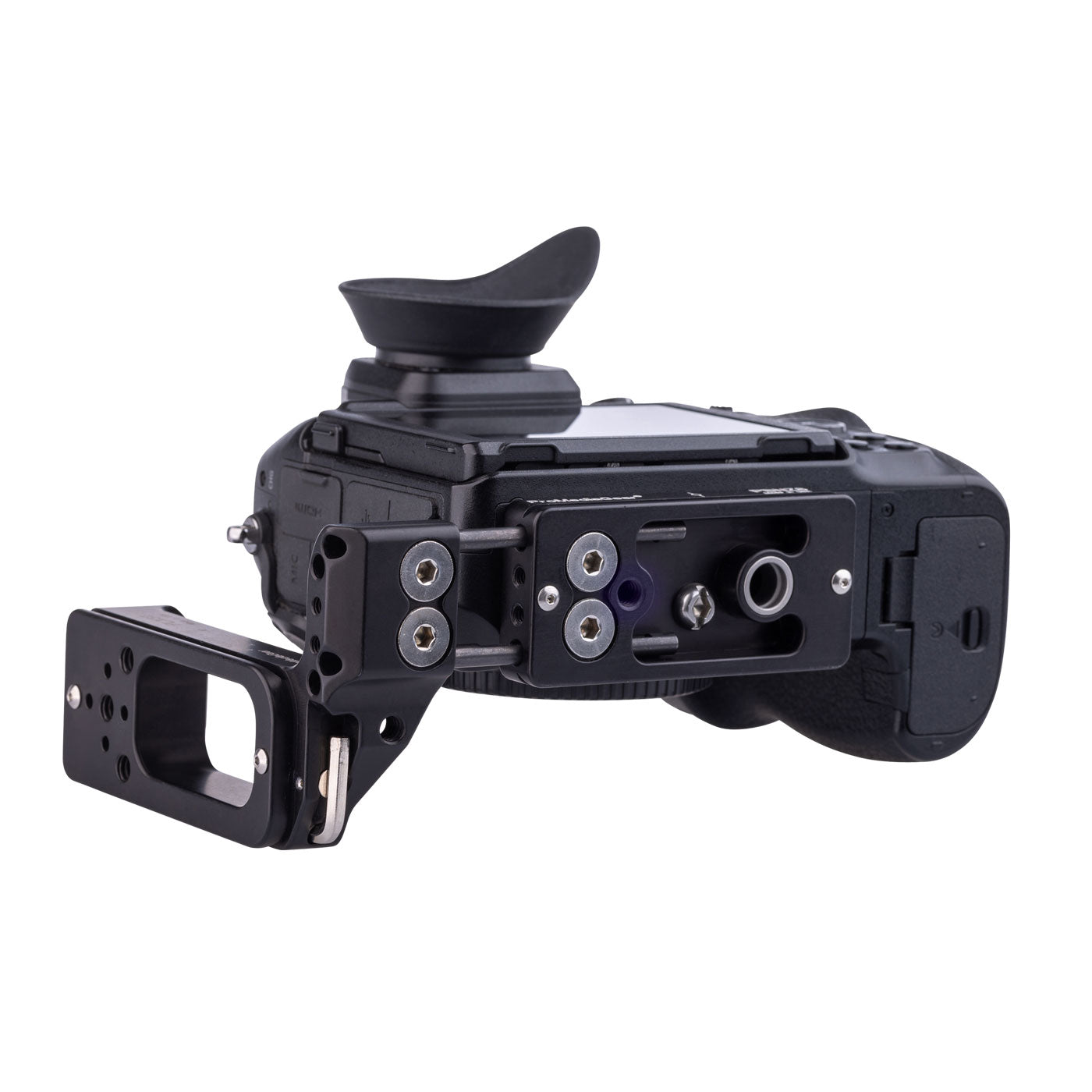 PLNZ8T Arca L-Bracket for Nikon Z8 Offset version bottom view with QD strap port